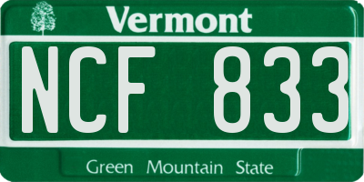 VT license plate NCF833