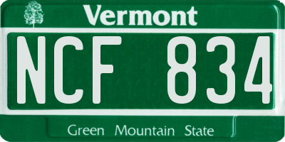 VT license plate NCF834
