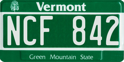 VT license plate NCF842