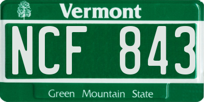 VT license plate NCF843