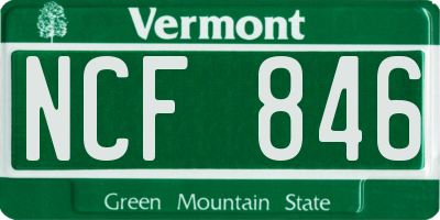 VT license plate NCF846