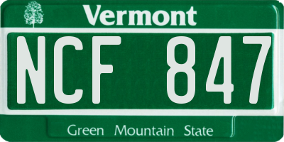 VT license plate NCF847
