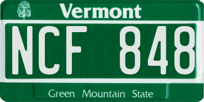 VT license plate NCF848