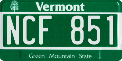 VT license plate NCF851