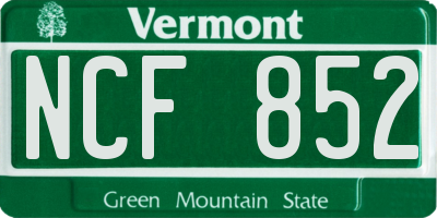 VT license plate NCF852