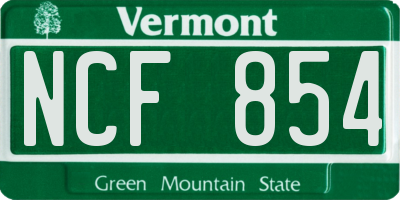 VT license plate NCF854