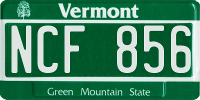 VT license plate NCF856