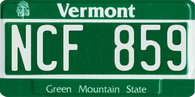 VT license plate NCF859