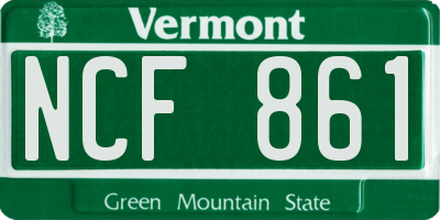 VT license plate NCF861