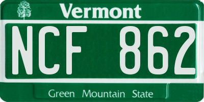 VT license plate NCF862