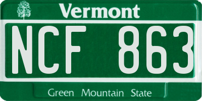 VT license plate NCF863