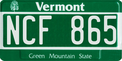 VT license plate NCF865