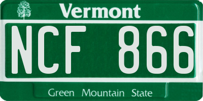 VT license plate NCF866