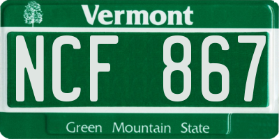 VT license plate NCF867