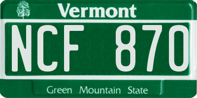 VT license plate NCF870