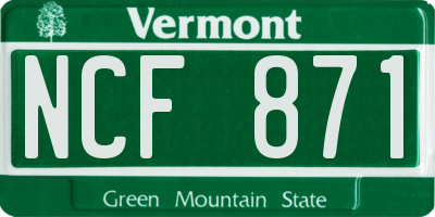 VT license plate NCF871