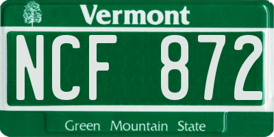 VT license plate NCF872
