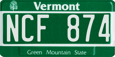 VT license plate NCF874