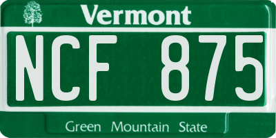 VT license plate NCF875