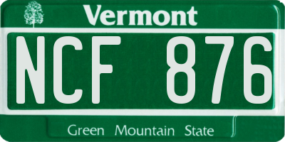 VT license plate NCF876