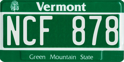 VT license plate NCF878