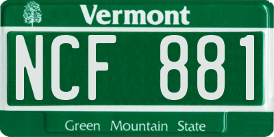 VT license plate NCF881
