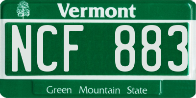 VT license plate NCF883