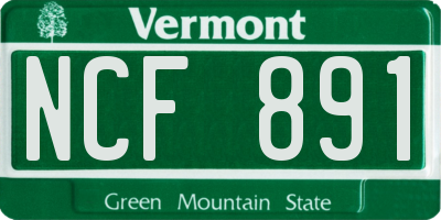 VT license plate NCF891