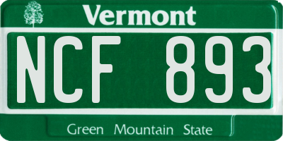 VT license plate NCF893