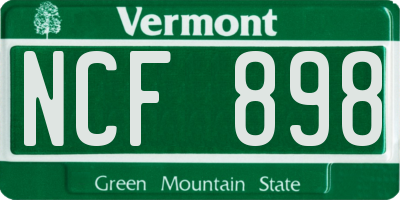VT license plate NCF898
