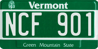 VT license plate NCF901