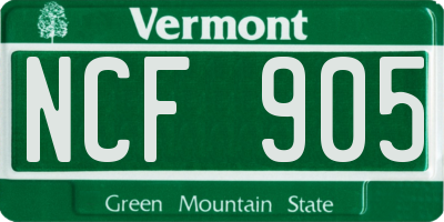 VT license plate NCF905