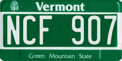 VT license plate NCF907
