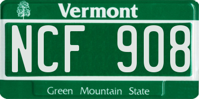 VT license plate NCF908