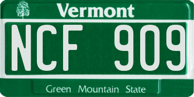 VT license plate NCF909