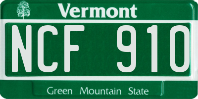 VT license plate NCF910