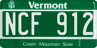 VT license plate NCF912