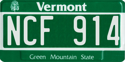 VT license plate NCF914