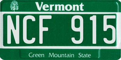 VT license plate NCF915