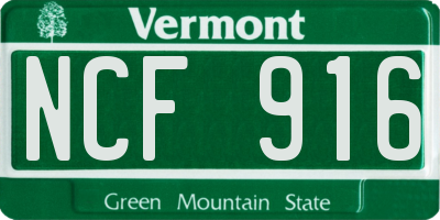 VT license plate NCF916