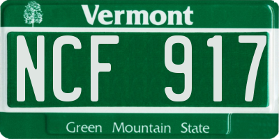 VT license plate NCF917