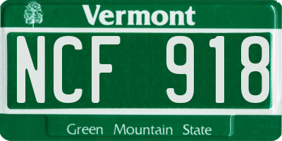 VT license plate NCF918