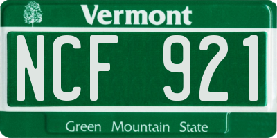 VT license plate NCF921