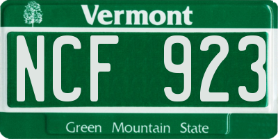 VT license plate NCF923