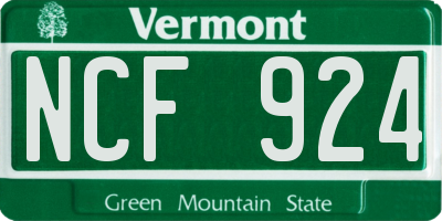 VT license plate NCF924