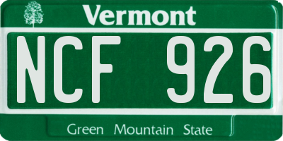 VT license plate NCF926