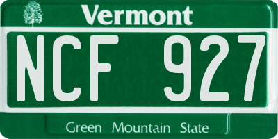 VT license plate NCF927