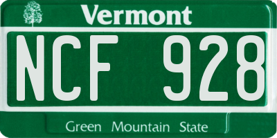 VT license plate NCF928