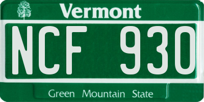 VT license plate NCF930