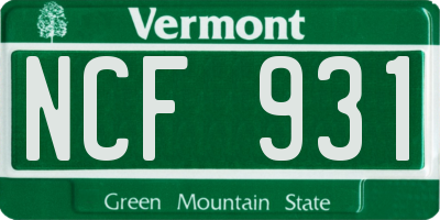 VT license plate NCF931